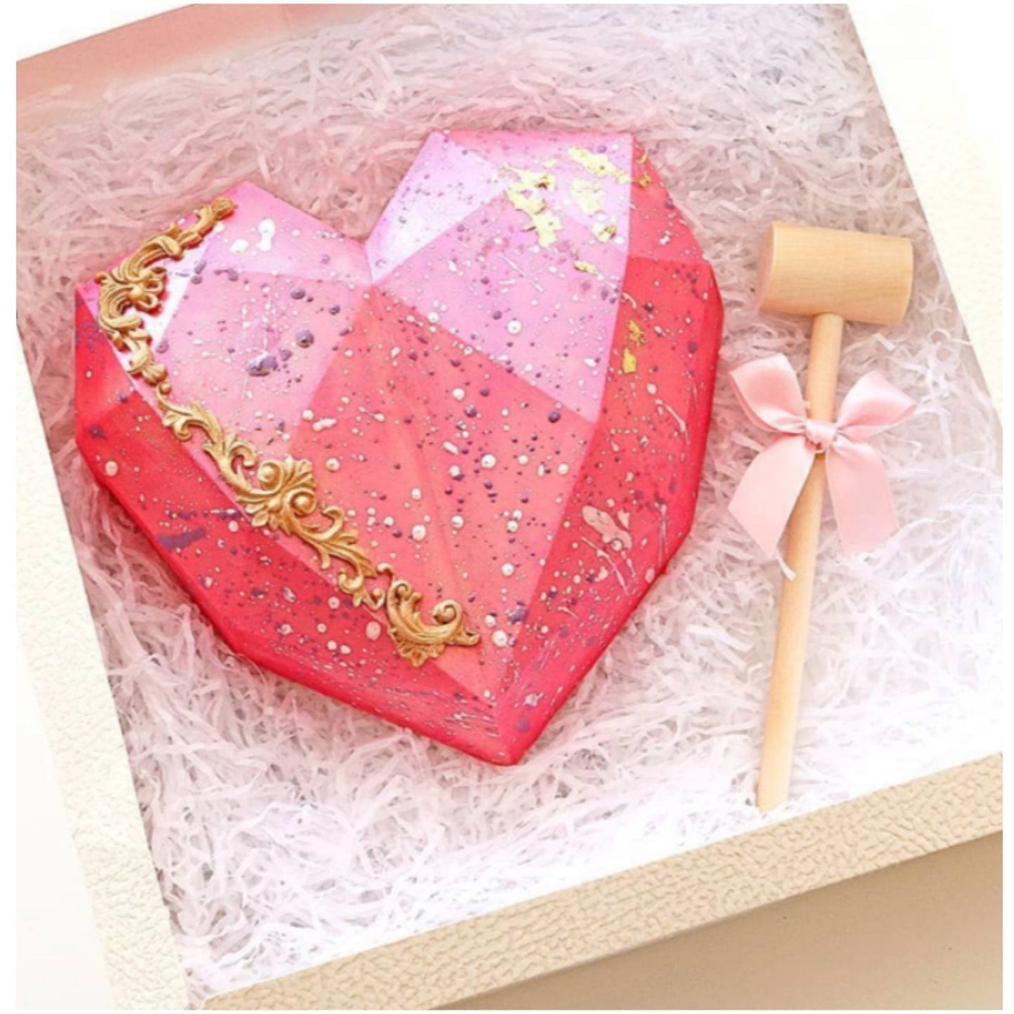 Smashable heart cake